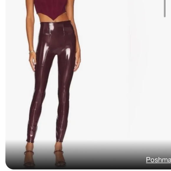 NWT SPANX Faux Leather Patent Leggings in Oxblood Red- SZ XL - Picture 1 of 14